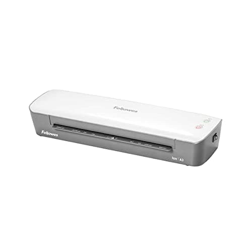 Image of Fellowes Ion A3 Laminator Machine for Office Home School Use - Fast 4 Minute Warm Up Time with Auto Shut Off and Sleep Mode Feature – 80-125 Micron – 10 Laminating Pouch Starter Pack Included - White