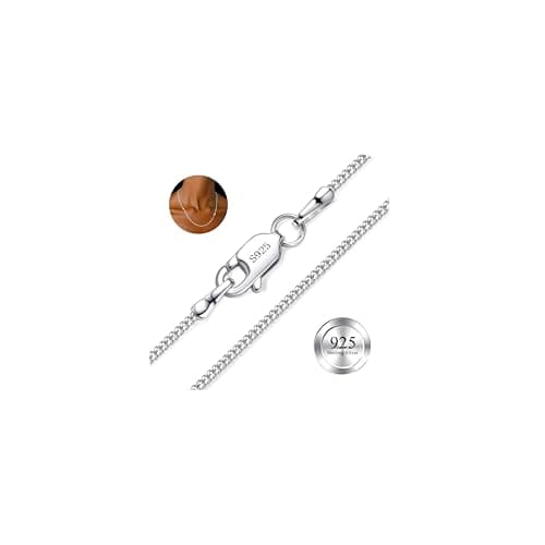 Image of Dochais 925 Sterling Silver Chain Necklace for Women Girls 1mm/2mm Thin Silver Necklace 16/18/20/22 Inch Mens Necklaces Silver 925 Plated Minimalist Womens Jewellery Gifts Pendant Replacement