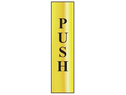 Image of Scan SCA6032 Self adhesive brass effect sign - Push - (vertical) 50 x 200mm