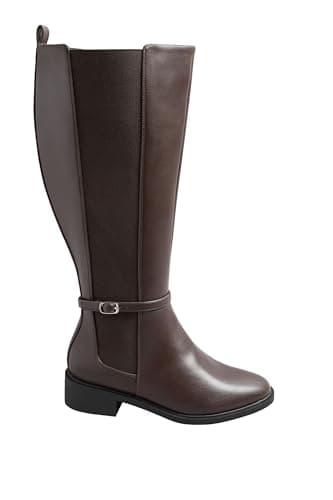 Image of Yours - Faux Leather Buckle Knee High Riding Boots In Extra Wide Eee Fit - Women's