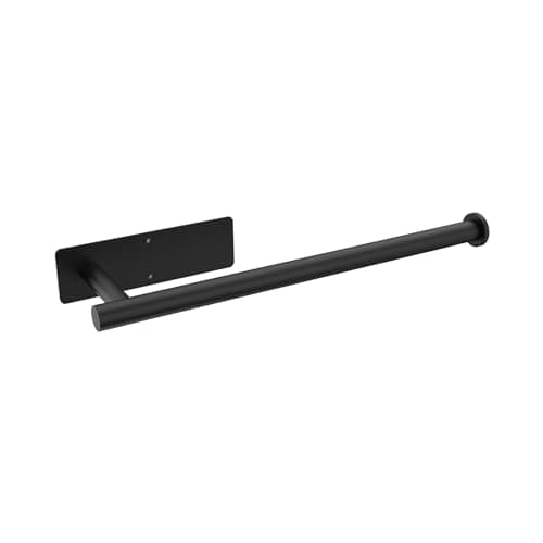 Image of Ibergrif M34055B Kitchen Roll Holder Under Cabinet, Paper Towel Holder, Self Adhesive Kitchen Towel Rack Wall-Mounted for Bathroom, Black