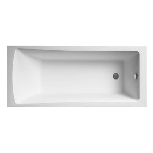 Image of Balterley 1600 x 700mm Square Shower Bath with Legs & Overflow, Straight Single Ended Gloss White Soaking Shower Bath, Acrylic Baths for Bathrooms, Straight Square, Adjustable Leg Set (White)