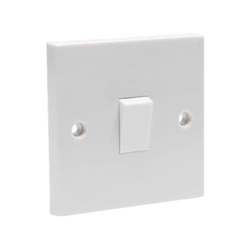 Image of Single Gang Light Switch 1 Gang 2 Way White Plastic 10A