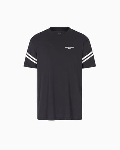 Image of Armani Exchange Mens Arm Band Text Logo Tee T-Shirt, Deep Navy, L UK