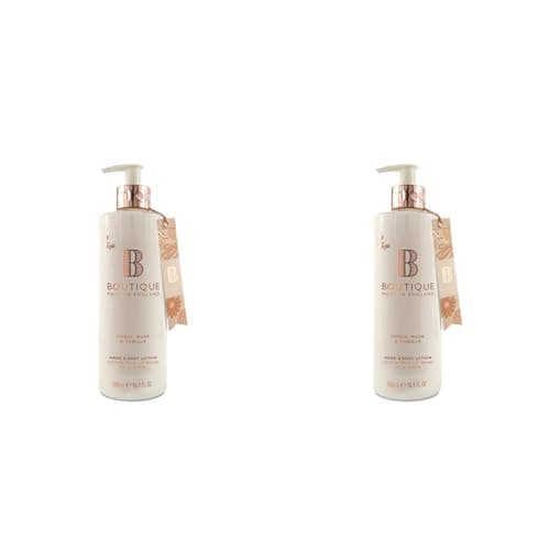 Image of Boutique Amber, Musk & Vanilla Hand & Body Lotion 500ml - Essential Oils - Vegan - Made In England (Pack of 2)