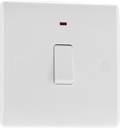 Image of BG Electrical Single Wall Switch with LED Power Indicator, Double Pole, Round Edge, Nexus 800 Series, White Moulded, 20A, 831
