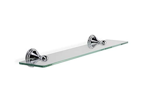 Image of Croydex Westminster Wall Mounted Glass Shelf with Zinc Alloy Construction, Chrome, Silver