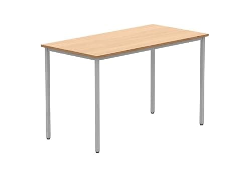 Image of Office Hippo Essentials, Sturdy & Robust Computer, Stylish Home Office, Ideal Desk Table for Any Work Space, Height Adjustable Feet, 5 Year Guarantee, Norwegian Beech, 120 x 60 cm