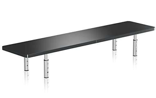 Image of suptek Wooden Monitor Stand Riser for Computer, Laptop, Printer, Notebook and Flat Screens, 800x200mm Vented Platform, Max 30kg, 3 Adjustable Heights with Extra Large Underneath Storage Space MST016