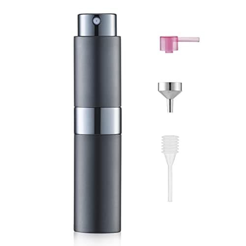 Image of Toureal 8ml Travel Perfume Atomiser Refillable - Mini Aftershave Spray Bottle - Small Glass Fragrance Atomizer for Women - Portable Empty Cologne Refill Pump Dispenser for Men Grey