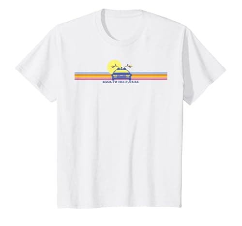 Image of Back to The Future Delorean Retro Chest Stripes T-Shirt, Youth, White, 3T