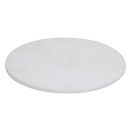 Image of Premier Housewares Round White Marble Paddle Chopping Board Strong Versatile Cutting Board Non-Stick Surface Polished Finish w30 x d30 x h1cm