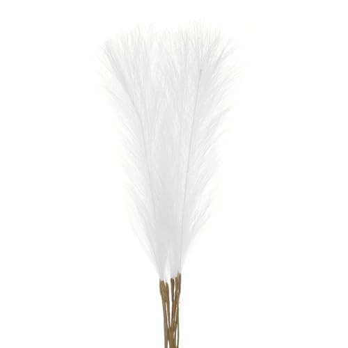 Image of sourcing map 10Pcs 21"/55cm Fluffy Faux Pampas Decor Tall Artificial Grass for Living Room Party Wall Vase Wedding Decoration,White