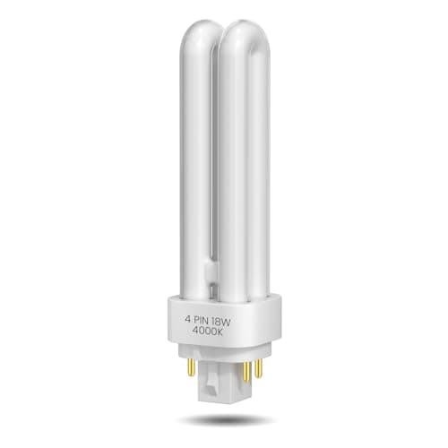 Image of TobeBright 18W Compact Fluorescent Lamp 4 Pin, Natural White 4000K Gx24Q-2 2U Double Turn Tube Energy Saving Bulb 240V PLC 840 CFL Lamp Non-dimmable for Porch, Corridor, Living Room, Office (1-Pack)