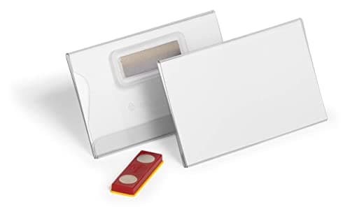 Image of Durable Click Fold Name Badge 54 x 90mm with Magnet - Made from Polypropylene - Pack of 25 - Transparent - For Events & Exhibitions
