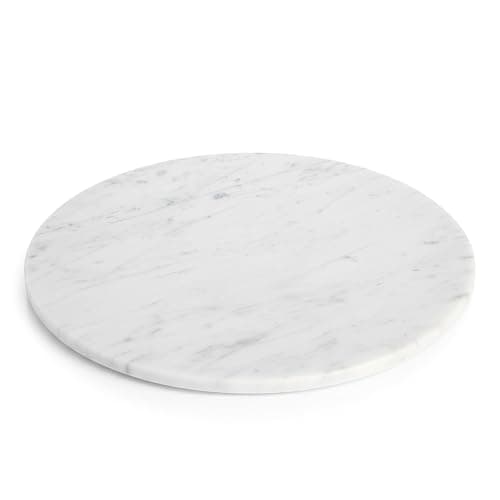Image of Argon Tableware Marble Serving Board - 33cm - White Natural Stone Charcuterie, Cheese & Tapas Platter with Non-Slip Feet for Home, Café & Restaurant Use