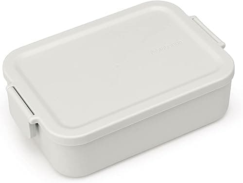 Image of Brabantia - Make & Take Lunch Box - Medium Volume (1.1L) - BPA-Free - Lid with Clips - Suitable for Freezer - Dishwasher & Microwave Safe - Light Grey - 20 x 13.5 x 5.5 cm