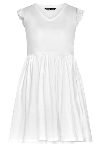 Image of Yours Curve Broderie Anglaise Peplum Dress - Women's - Plus Size Curve White