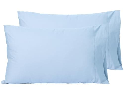 Image of Sylvanora Pillow Cases 2 Pack, Soft & Premium 100% Egyptian Cotton Bedding, Breathable with Envelope Closure, Standard Size 50x75cm (Light Blue, Pack of 2)
