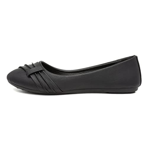 Image of Lilley Gina Womens Black Front Pleated Ballerina - Size 7 UK - Black