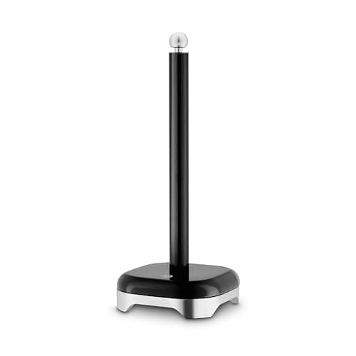 Image of Swan Solace Towel Pole, Durable Iron Body Cleans Easily and Resists Scuffs, Weighted Base, Black, SWKA18542BLK