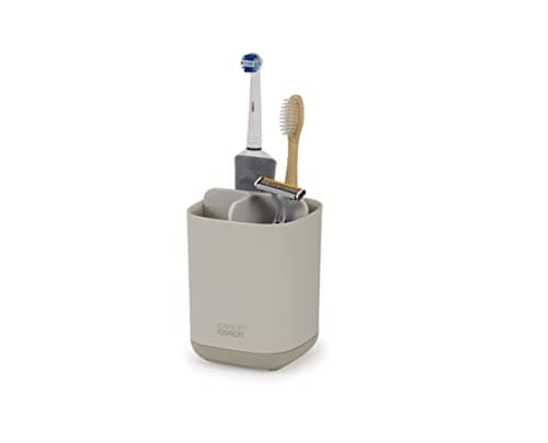Image of Joseph Joseph Easy-Store - Toothbrush Holder Caddy Bathroom Storage, Compact- Matt Finish, Ecru