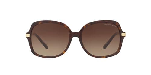Image of MICHAEL KORS Women's 2024 ADRIANNA II 310613 57 Rectangular Sunglasses 57, Dark Tortoise/Gold/Browngradient