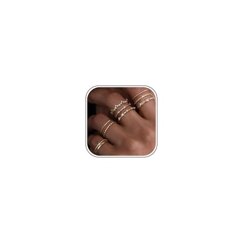 Image of LOLIAS 9PCS Gold Rings for Women Ring 18K Gold Plated Waterproof Adjustable Rings Women Tarnish Free Stacking Rings Set Wedding Thumb Statement Engagement Promise Ring