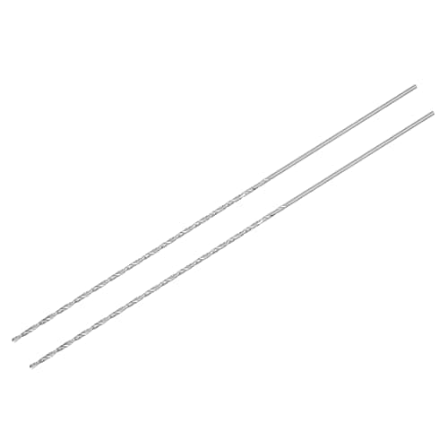 Image of sourcing map HSS(High Speed Steel) Extra Long Twist Drill Bits, 1.5mm Drill Diameter 160mm Length for Hardened Metal Woodwork Plastic Aluminum Alloy 2 Pcs
