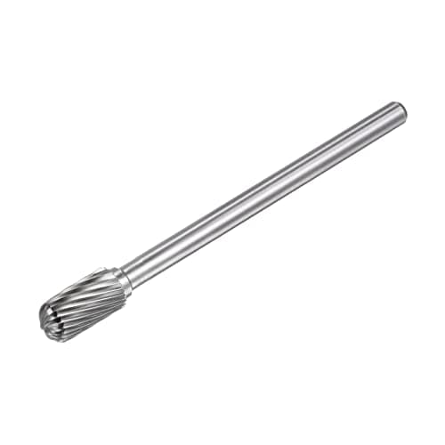 Image of sourcing map Carbide Burrs Rotary Files, Single Cut Cylinder with Ball Nose Tungsten Carbide Tip 10mm Cutting Head 6mm Shank 100mm (4-Inch) Length for Wood Metal Stone Polishing