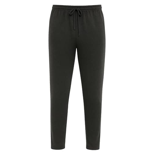 Image of Mens Fleece Joggers Open Hem Sweatpants, Plain Gym Jogging Bottoms for Training, Running, Yoga & Sports, Soft Comfy Lounge Pants (Charcoal, Small)