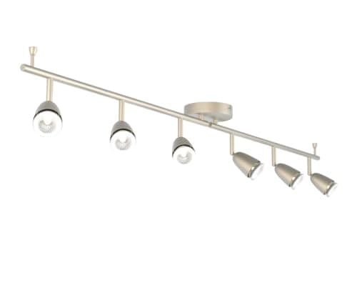 Image of National Lighting Led Celing Lights Rotatable, 6 Way Ceiling Spolights, Satin Silver Finish, for Living Room, Kitchen, Bedroom, GU10 Led Compatible