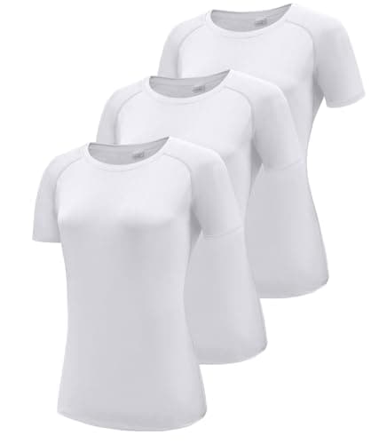 Image of Boyzn Women's 3 Pack Short Sleeve Tee Shirts for Women, Quick Dry UPF 50+ Sun Protection Running Shirts, Workout Yoga Shirts Activewear T-Shirts for Women, Outdoor Athletic Gym Yoga Top White-3P17-S