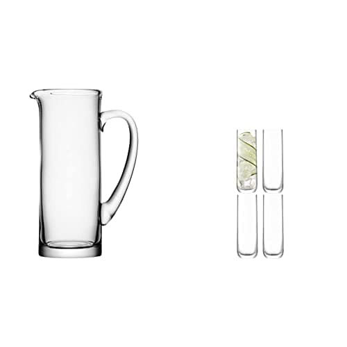 Image of LSA International Basis Jug 1.5 Litre Clear| 1 Unit | Mouthblown and Handmade Glass | BS03 & Borough Highball 420 ml Clear | Set of 4 | Dishwasher Safe | BG04