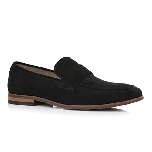 Image of Ferro Aldo Men's Loafer Collection | Classic Slip-on Penny Loafers & Driving Moccasins for Casual & Dress, 1. Black [Suede], 8 UK