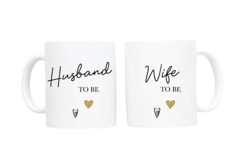 Image of Engagement Gifts for Couples, Newly Engaged, Husband and Wife to Be Mug Set, Hen Party, Bridal Shower, Bride & Groom Congratulations Present