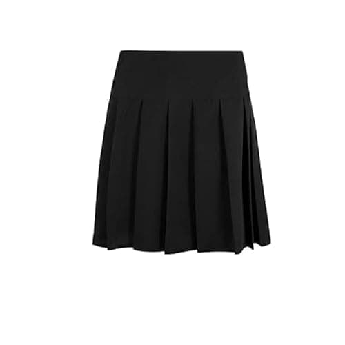 Image of RASH ACCESSORIES School Girls Ladies Women All Round Pleated Zip Drop Waist Skirt Available Women UK Size 10 to 20 (Size-16, Black)