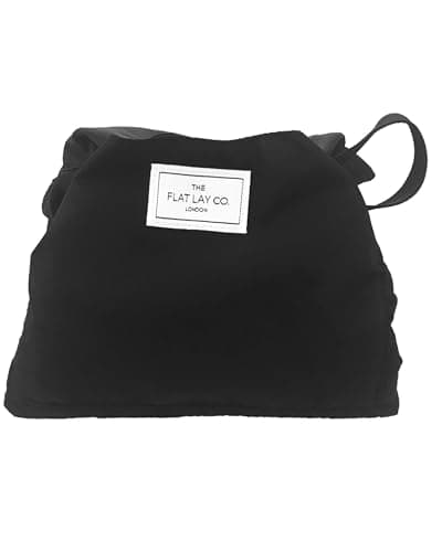 Image of The Flat Lay Co. Makeup Bag - Classic Black Travel Drawstring Makeup Bag with Brush Holder & Large Pockets - Cosmetics Organiser Storage for Eyeshadow, Blushes, Lipstick, & Brushes