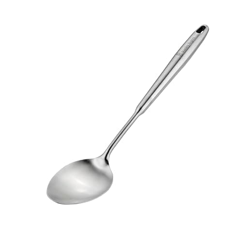 Image of Stanley Rogers Monobloc Stainless Steel Solid Spoon, Satin Finish Kitchen Utensil, Deep Bowl, Hanging Loop & Dishwasher Safe, Cooking Gadget for Serving Vegetables, Rice & Casseroles, 37x7.5x2.1cm