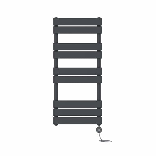 Image of NRG Prefilled Flat Panel Electric Heated Towel Rail Radiator Anthracite Thermostatic Bathroom Warmer with Touch Screen Display 1000x450mm - 600W