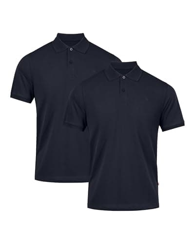 Image of DANISH ENDURANCE Polo Shirts for Men Adult, Organic Cotton Polo Shirt, Short Sleeve, 1 or 2 Pack, Navy 2-Pack, M