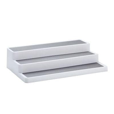 Image of Lakeland 3-Tier Expandable Shelf with Non Slip Surface Extends from 37.5 to 65.5cm Wide Perfect for Tins