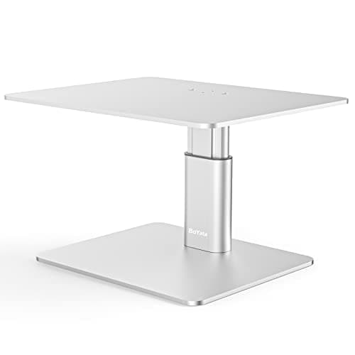 Image of BoYata Monitor Stand Riser, Metallic Adjustable Height Desktop Stand Storage Organizer Compatible with Display, Computer, Laptop, iMac, TV, PC, Printer and All Screen Display-Silver