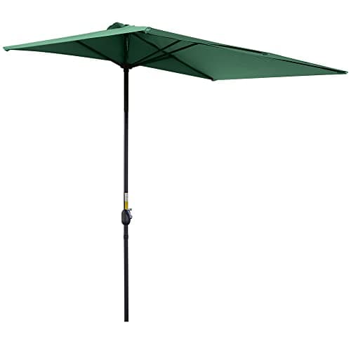 Image of Outsunny Balcony Half Parasol Semi Round Umbrella Patio Crank Handle (2.3 m, Green)- NO BASE INCLUDED
