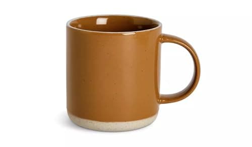 Image of AIDNI Set of 4 Brown Stoneware Mug Industrial Style Coffee Mugs, Gloss Glaze with Raw Edge, Chunky Ceramic Tea Cups 410ml