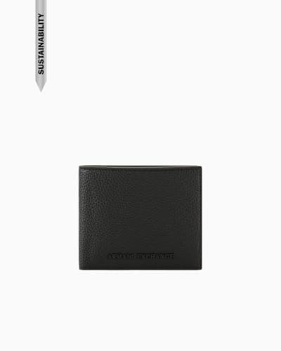 Image of Armani Exchange Men's Madrid Essential Bicoloured Metal Logo Bi-Fold Wallet, Black