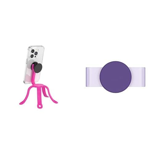 Image of PopSockets: PopMount 2 Flex - Miami Sunset & PopSockets: PopGrip Slide Non-Adhesive Phone Grip & Stand with a Swappable Top for iPhone 7+/8+ Silicone Case - Fierce Violet