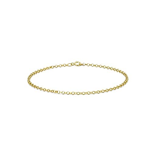 Image of CARISSIMA Women's 9 ct Yellow Gold 2 mm Round Belcher Chain Bracelet of Length 18 cm/7 Inch