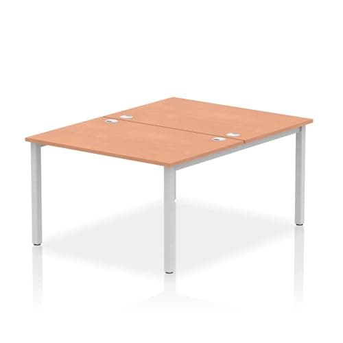 Image of Mr Office Impulse Back to Back Bench Desk - 1600mm deep, Silver Frame, 2 Person, Beech, 1200