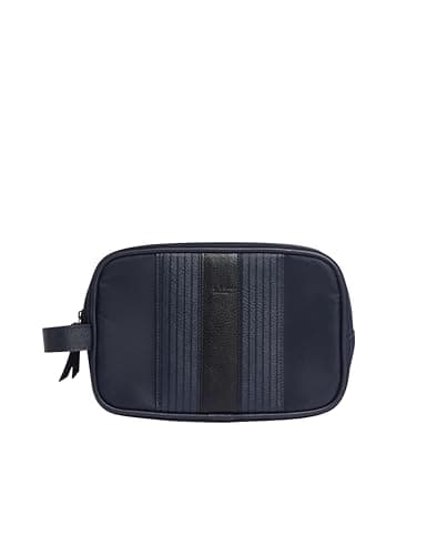 Image of Ted Baker London Russo-core Twill pu Striped washbag, Navy